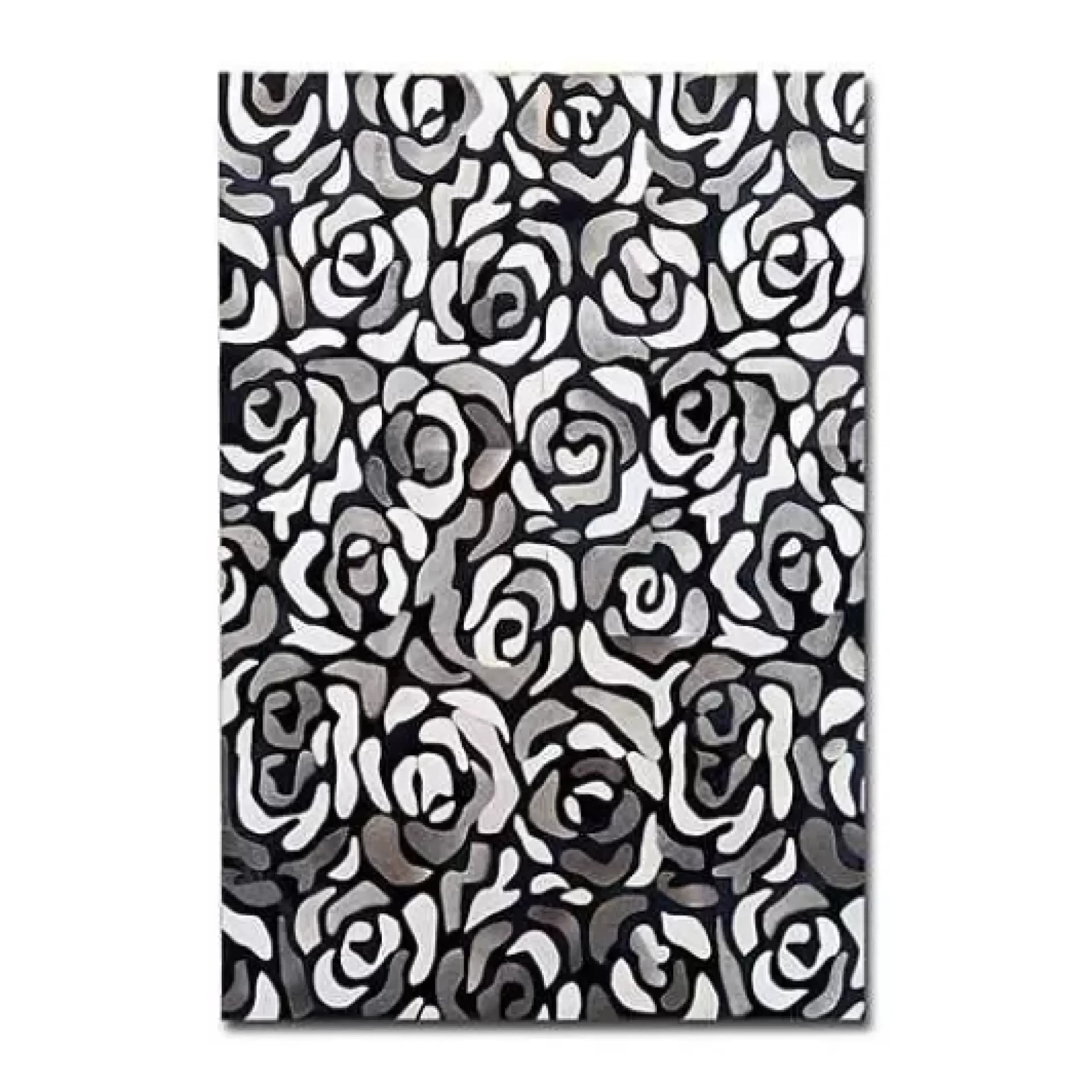 MacKenzie-Childs Abstract Roses Hair on Hide Grey 8' x 10' Rug< Rugs