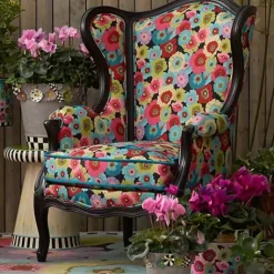 MacKenzie-Childs Always Flowers Outdoor Wing Chair< Outdoor