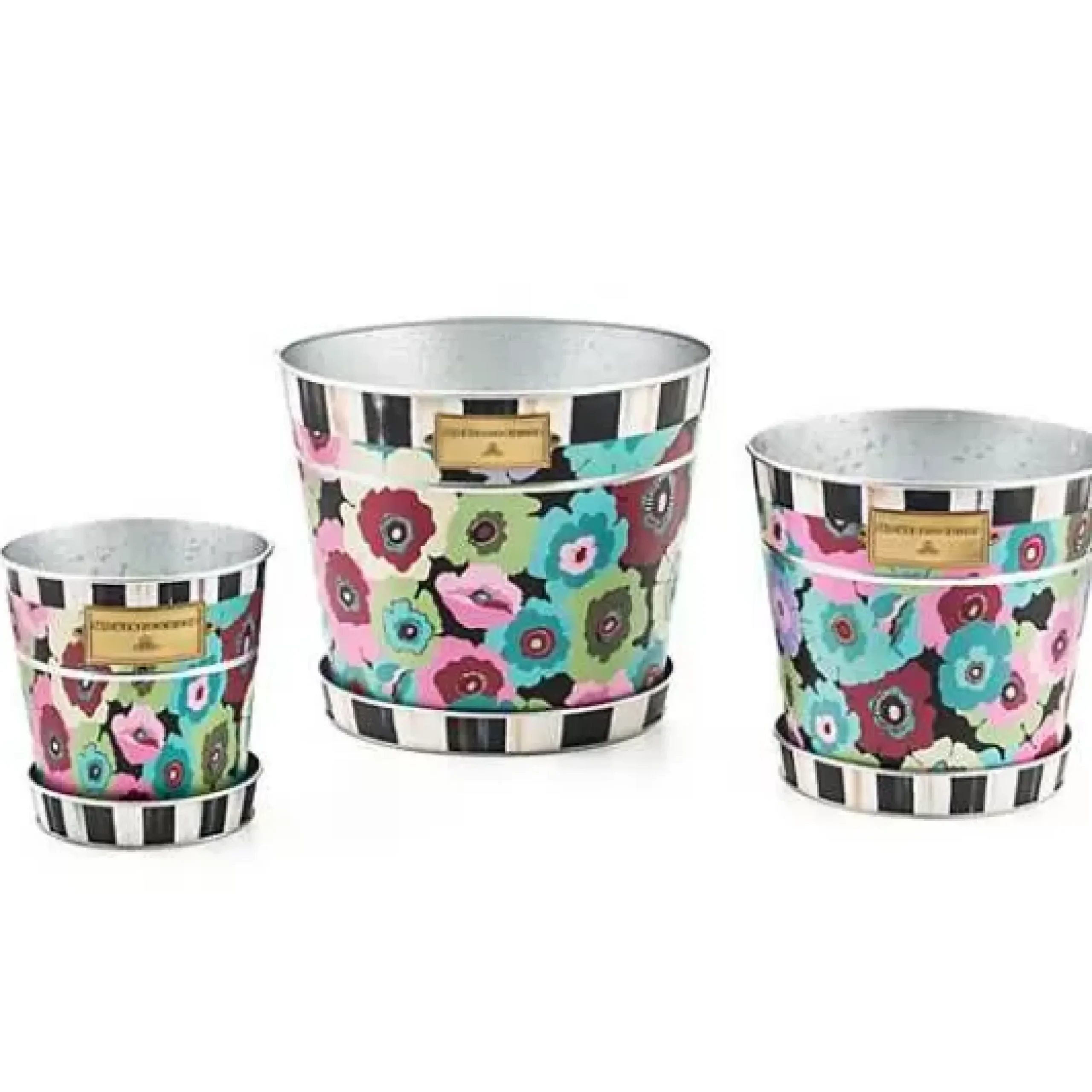 MacKenzie-Childs Always Flowers Pots Saucers, Set of 3< Spring|Greenery & Florals