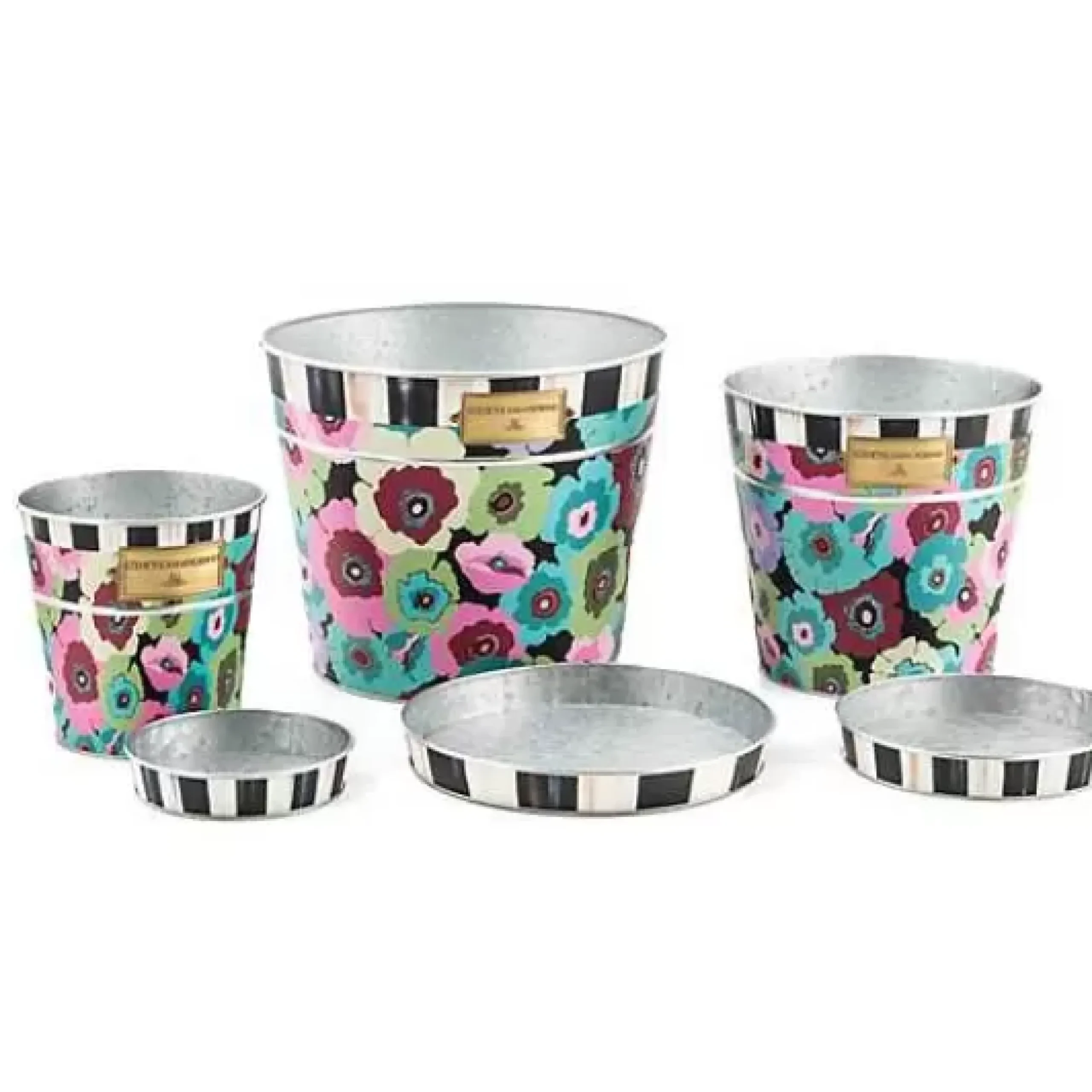 MacKenzie-Childs Always Flowers Pots Saucers, Set of 3< Spring|Greenery & Florals