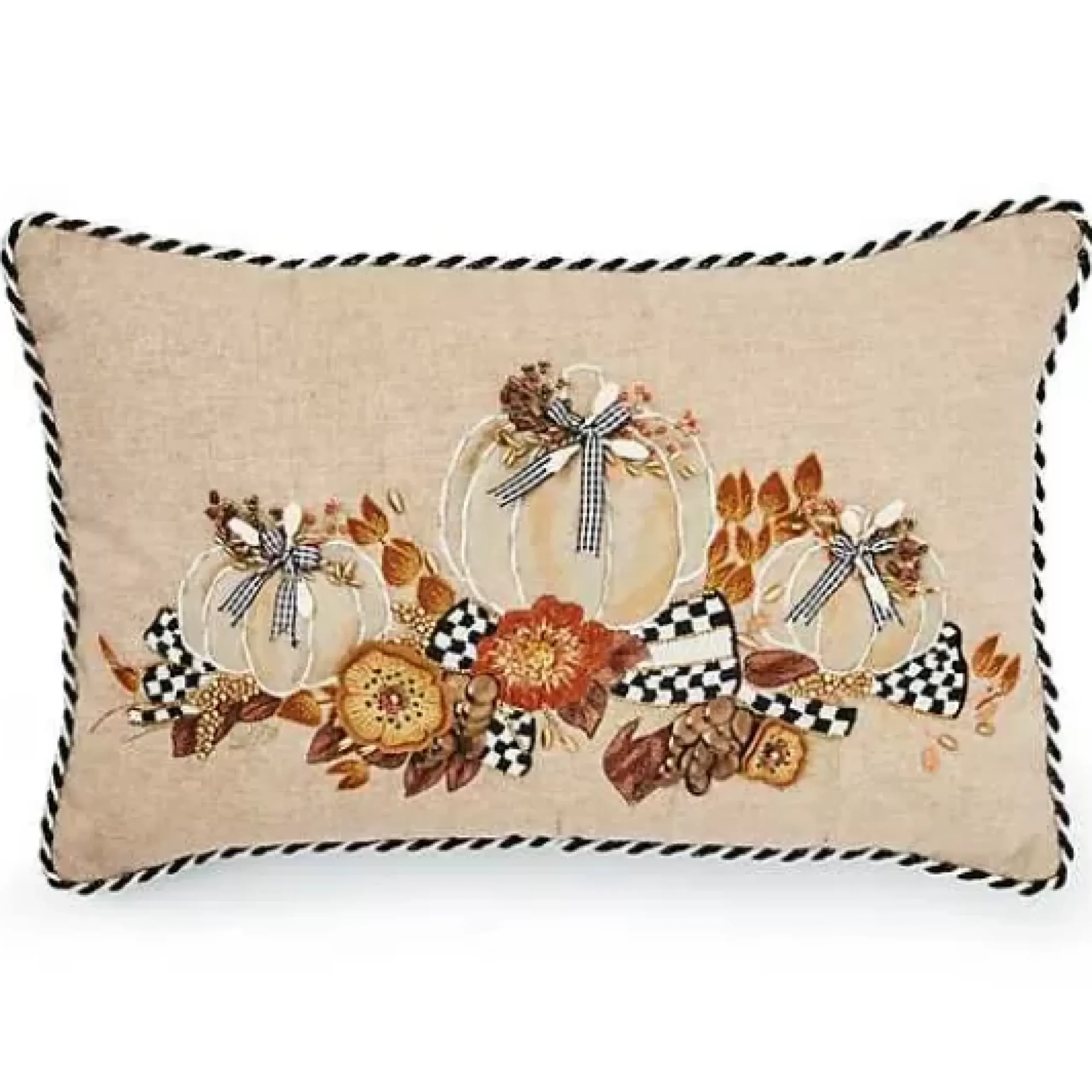 MacKenzie-Childs Autumn Frost Beaded Pumpkin Lumbar Pillow< Pumpkins|The Fall Shop