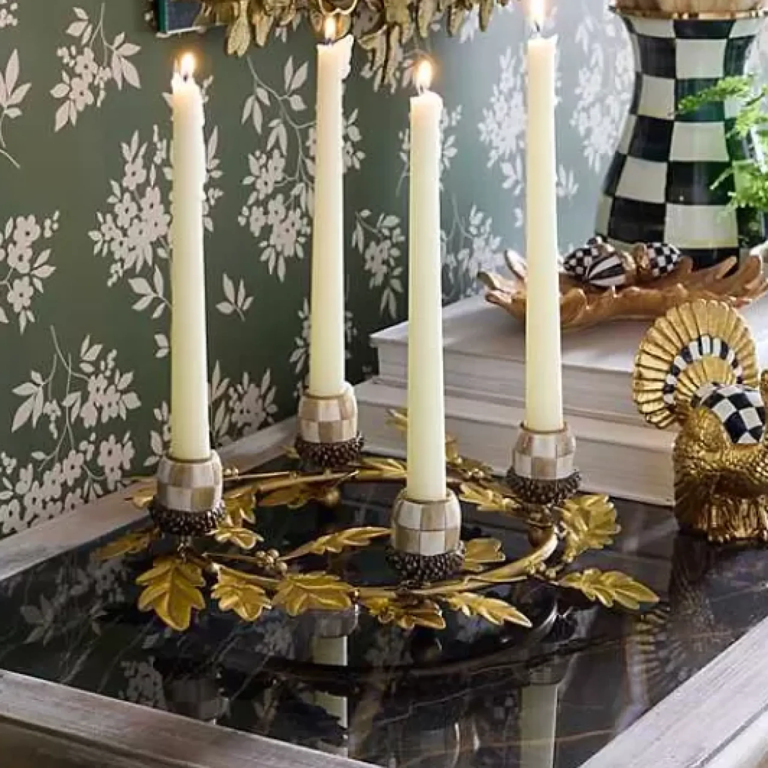 MacKenzie-Childs Autumnology Gold Leaf Ring Candle Holder< The Fall Shop|Candles & Fragrances