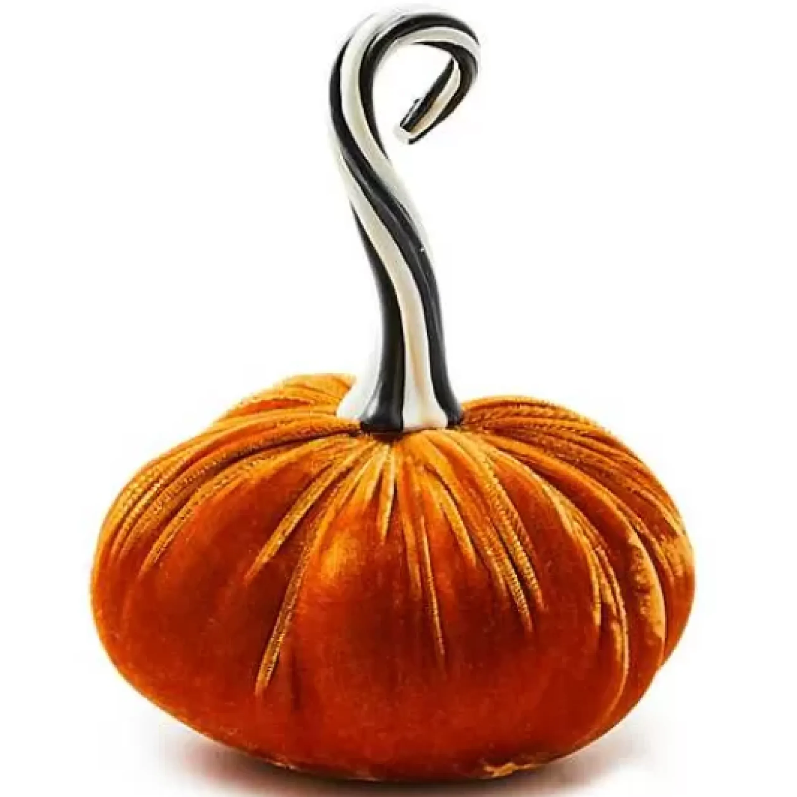 MacKenzie-Childs Autumnology Orange Twisted Stem Velvet Pumpkin< Pumpkins|The Halloween Shop