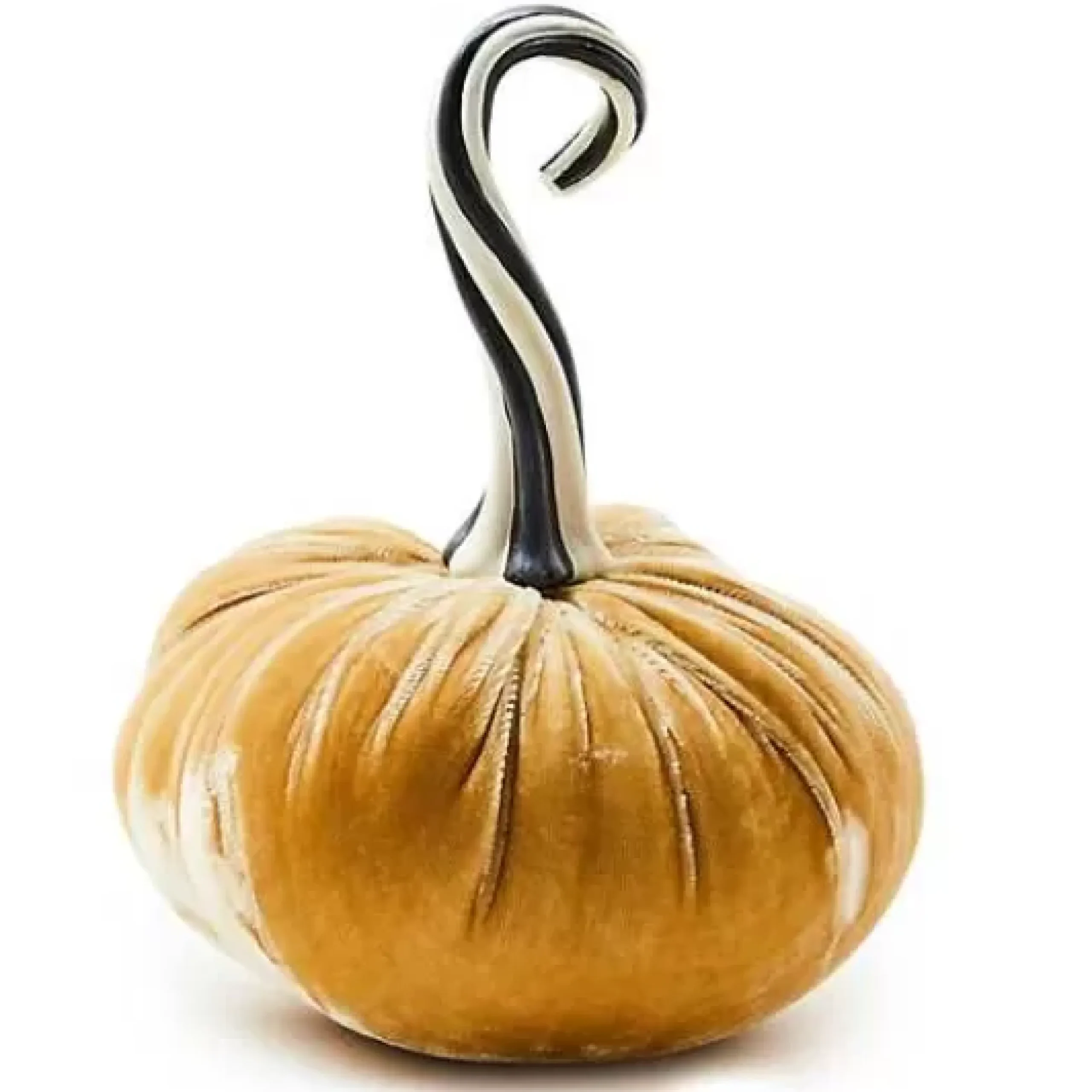 MacKenzie-Childs Autumnology Vanilla Twisted Stem Velvet Pumpkin< Pumpkins|The Halloween Shop