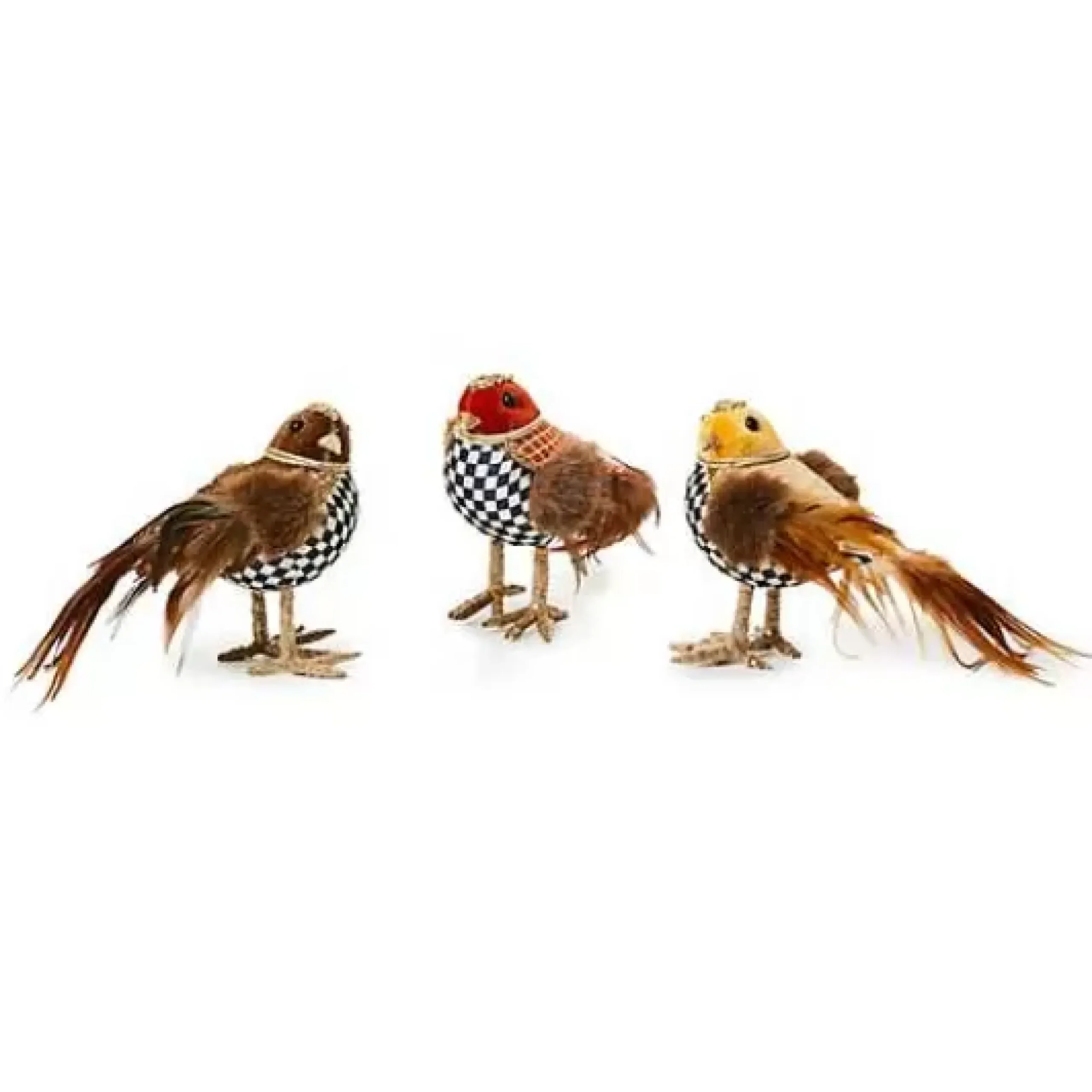 MacKenzie-Childs Autumnology Velvet Check Birds, Set of 3< The Fall Shop|Room Accents