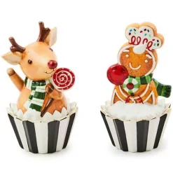 MacKenzie-Childs Bake Shop Gingerbread Deer Cupcake Boxes, Set of 2< Kitchen & Dining Sets|Kitchen Storage & Organization