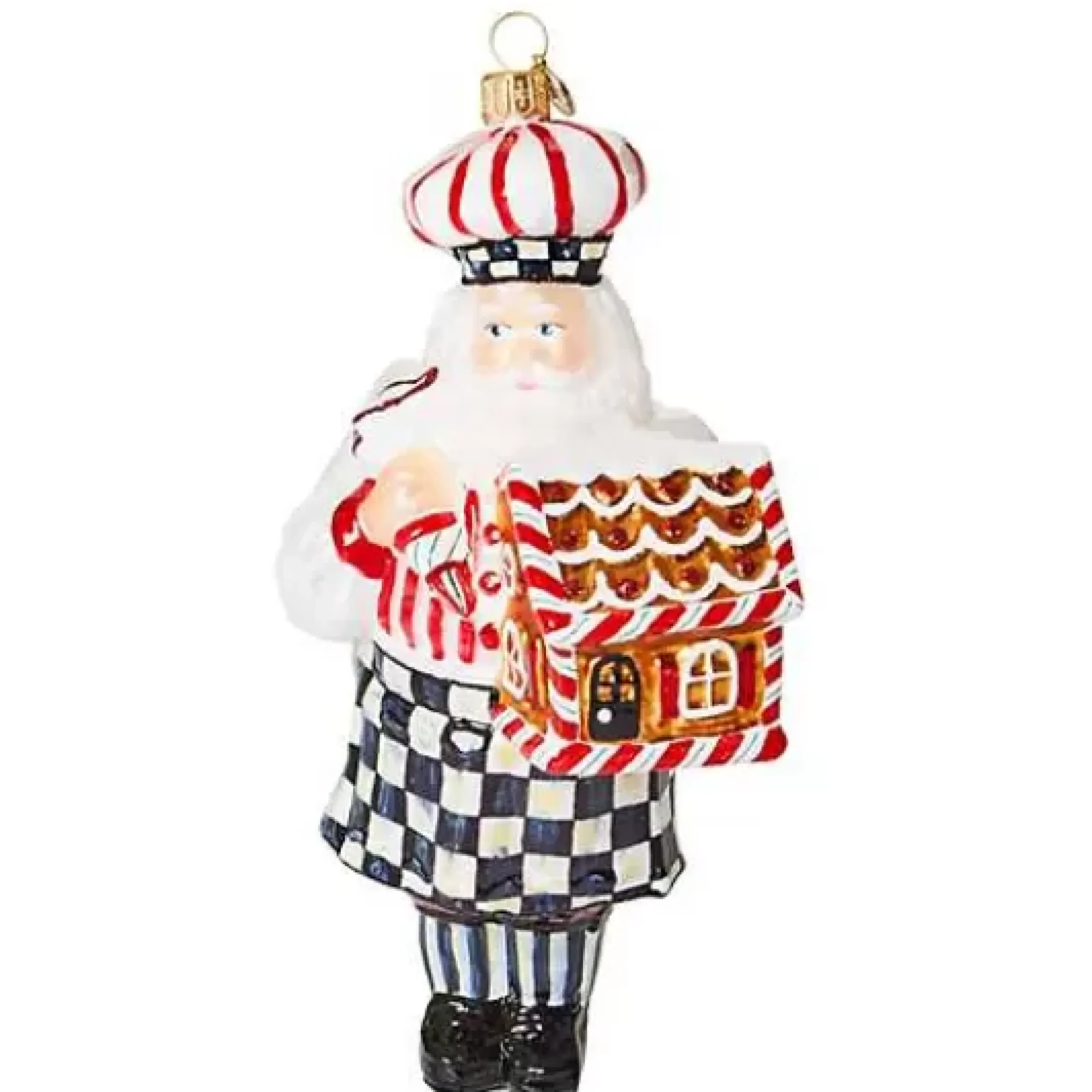 MacKenzie-Childs Bake Shop Pastry Santa Glass Ornament< Holiday