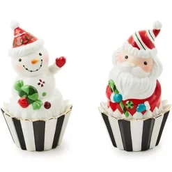 MacKenzie-Childs Bake Shop Santa Snowman Cupcake Boxes, Set of 2< Kitchen Storage & Organization|Serveware