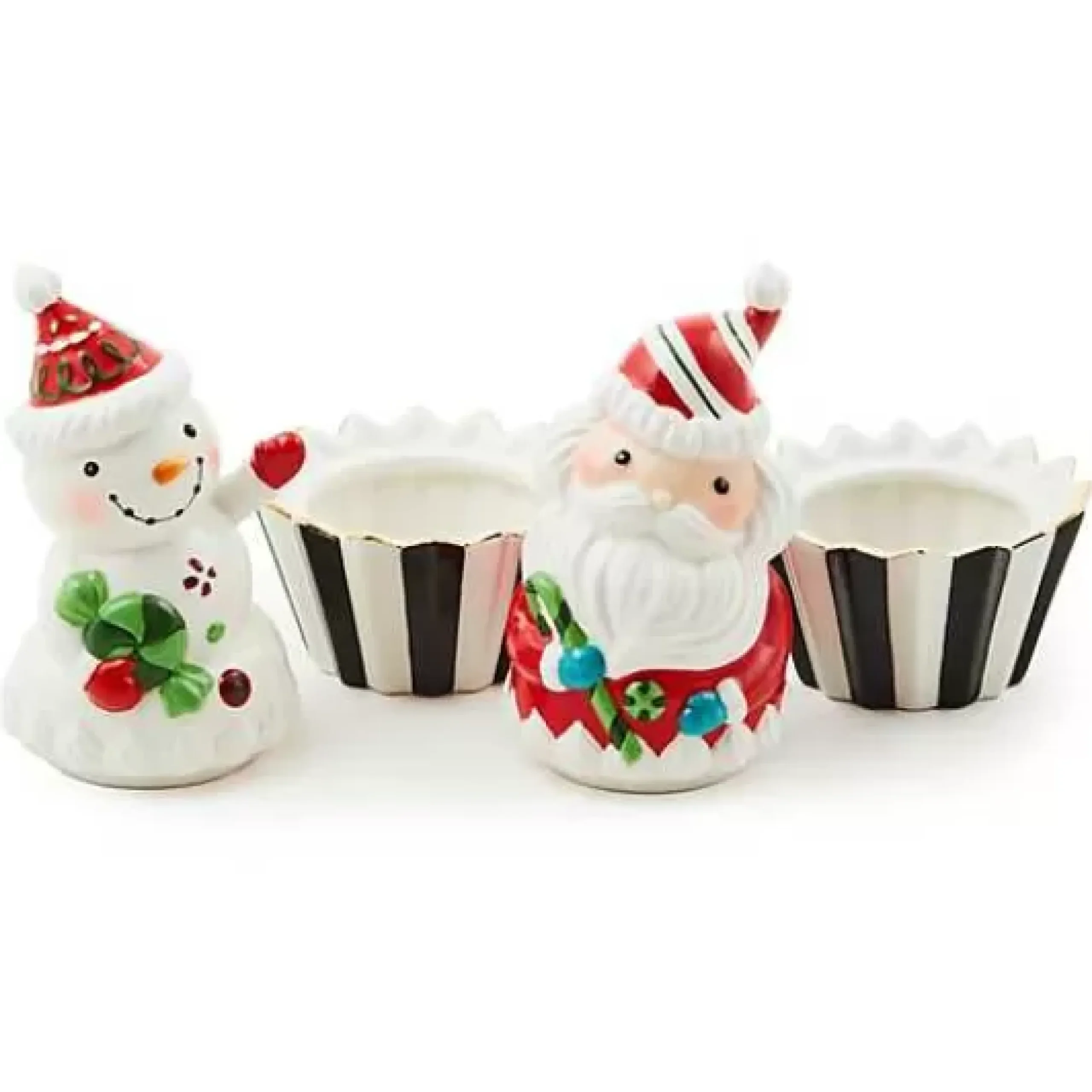 MacKenzie-Childs Bake Shop Santa Snowman Cupcake Boxes, Set of 2< Kitchen Storage & Organization|Serveware