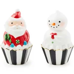 MacKenzie-Childs Bake Shop Santa Snowman Salt Pepper Set< Serveware