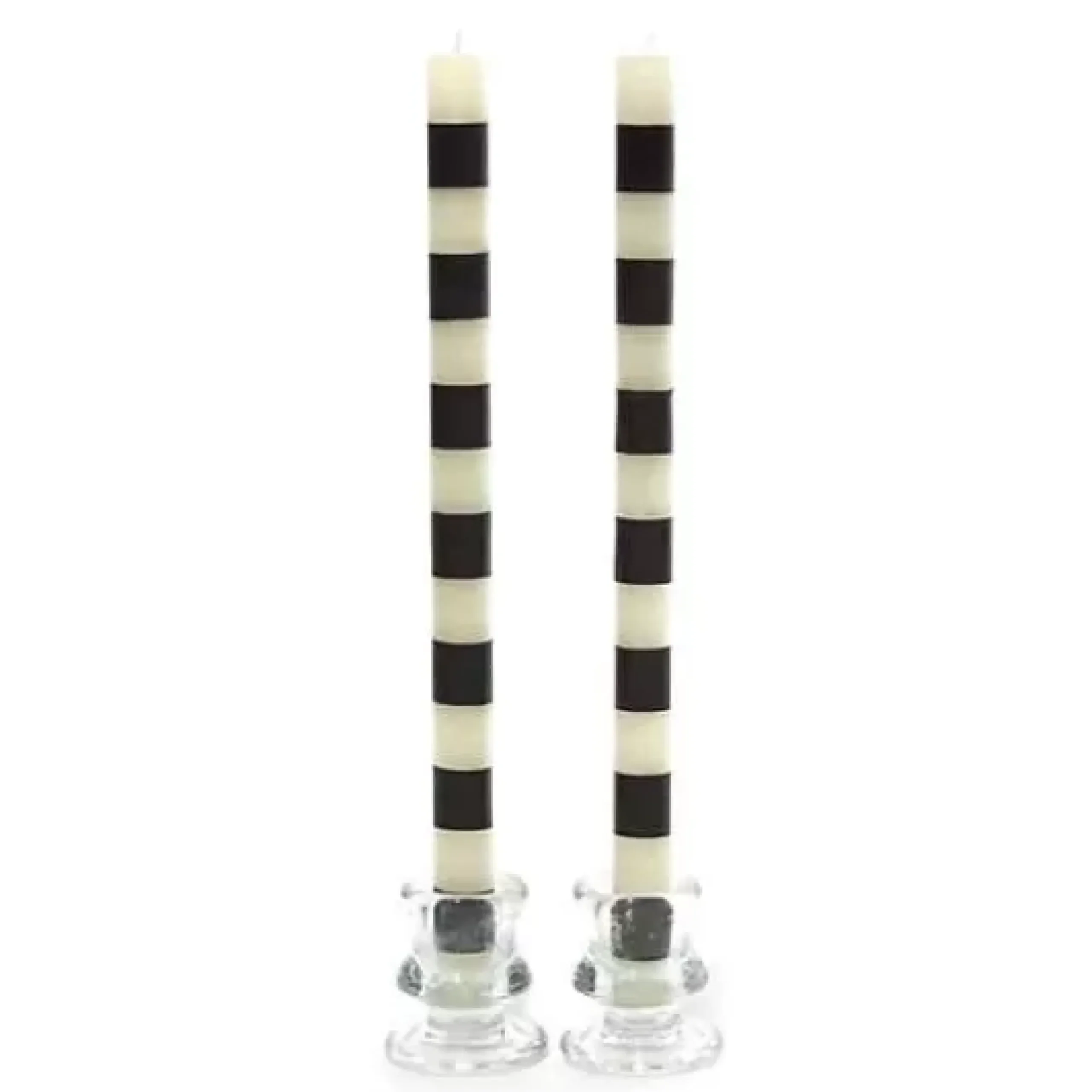 MacKenzie-Childs Bands Black Dinner Candles, Set of 2< The Halloween Shop|Candles & Fragrances