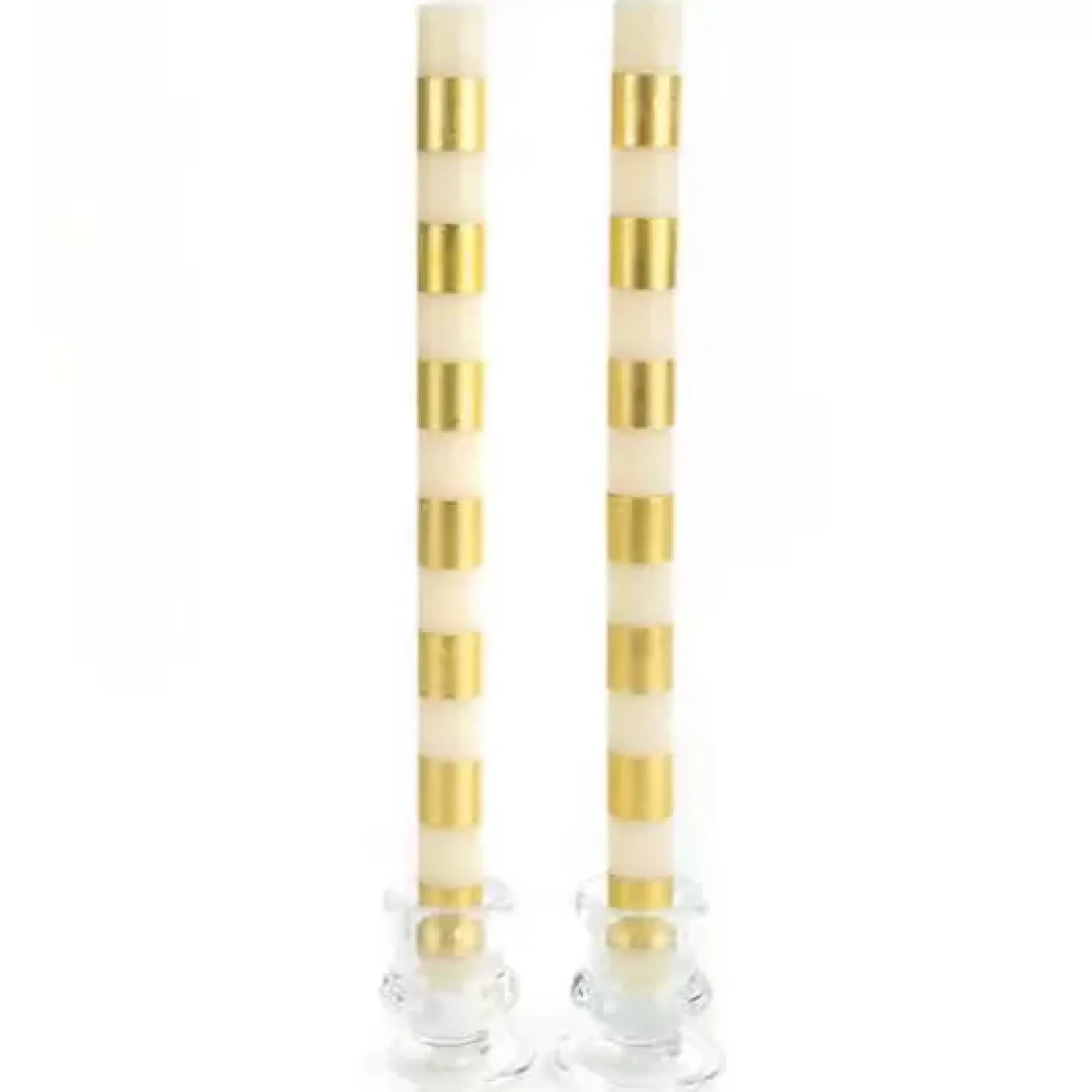MacKenzie-Childs Bands Gold Dinner Candles, Set of 2< Candles & Fragrances|Table Accessories