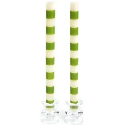 MacKenzie-Childs Bands Green Dinner Candles, Set of 2< Easter|Spring