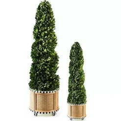 MacKenzie-Childs Basket Weave Spiral Large Boxwood Topiary< Spring|Greenery & Florals