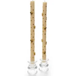 MacKenzie-Childs Bee Gold Dinner Candles, Set of 2< Spring|Candles & Fragrances