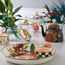 MacKenzie-Childs Black Flower Market 2 Quart Tea Kettle< The Coffee Shop|Tea Kettles