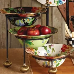 MacKenzie-Childs Black Flower Market Serving Bowl< Serveware