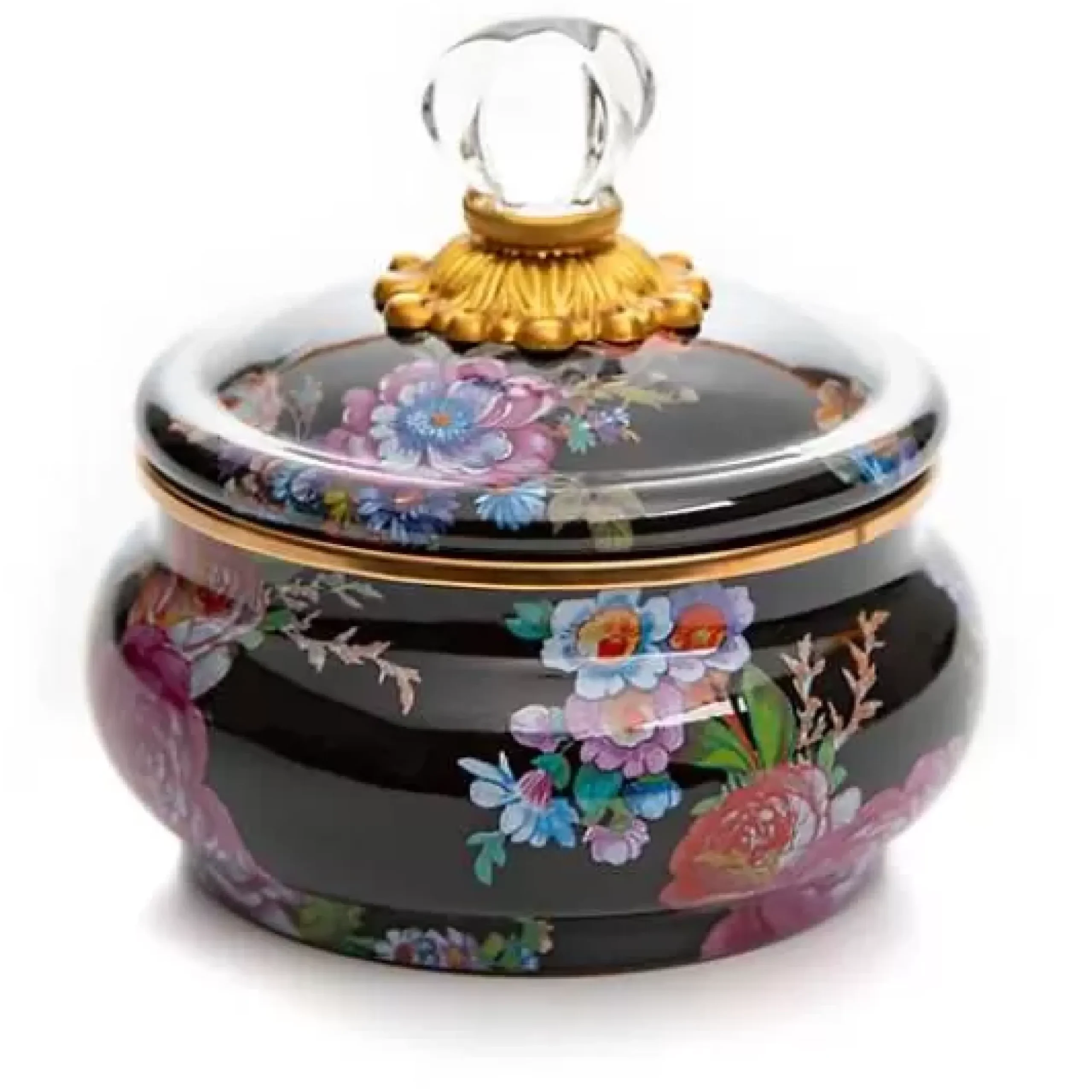 MacKenzie-Childs Black Flower Market Squashed Pot< Bath & Bath Accessories|Room Accents
