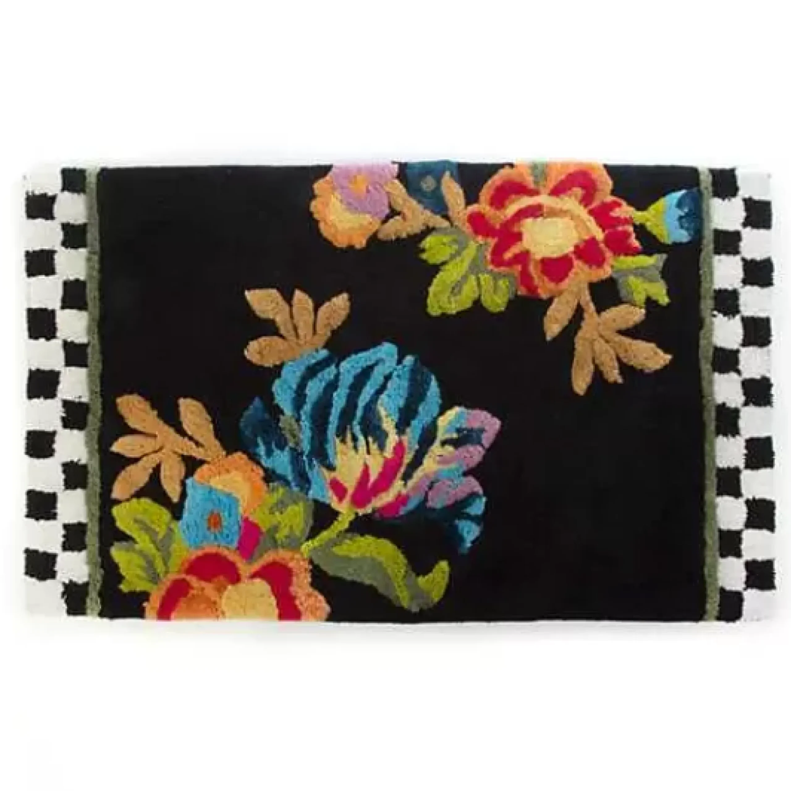 MacKenzie-Childs Black Flower Market Standard Bath Rug< Bath & Bath Accessories