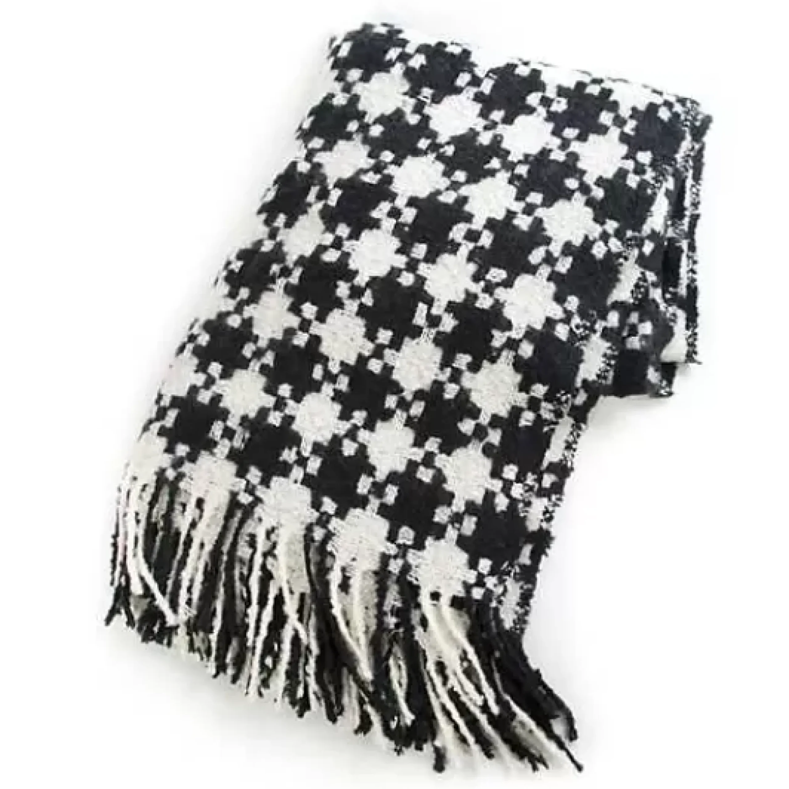 MacKenzie-Childs Black Ivory Houndstooth Throw< Pillows, Throws, & Cushions