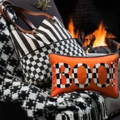 MacKenzie-Childs Black  Ivory Houndstooth Throw< Pillows, Throws, & Cushions