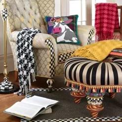 MacKenzie-Childs Black Ivory Houndstooth Throw< Pillows, Throws, & Cushions