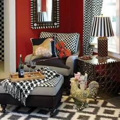 MacKenzie-Childs Black Ivory Houndstooth Throw< Pillows, Throws, & Cushions