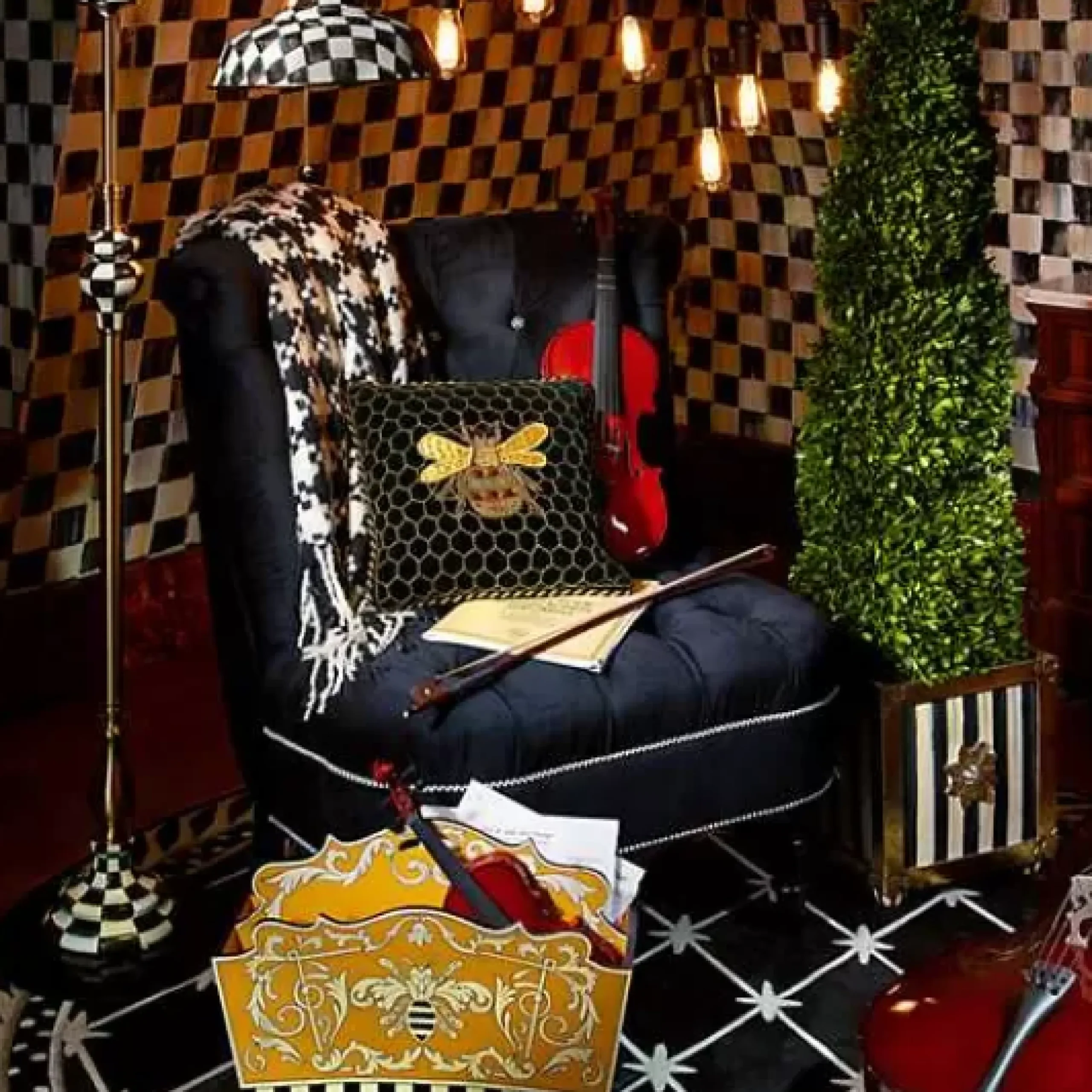 MacKenzie-Childs Black Ivory Houndstooth Throw< Pillows, Throws, & Cushions