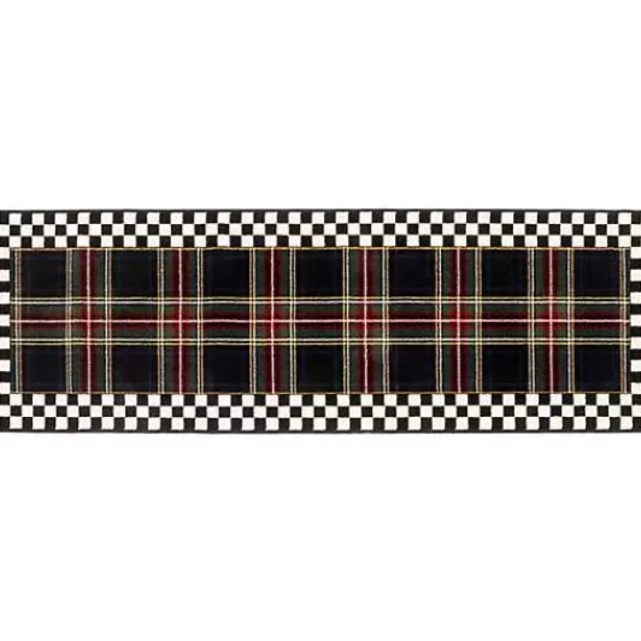 MacKenzie-Childs Black Stewart Tartan Rug - 2'6 x 8' Runner< Holiday|Rugs