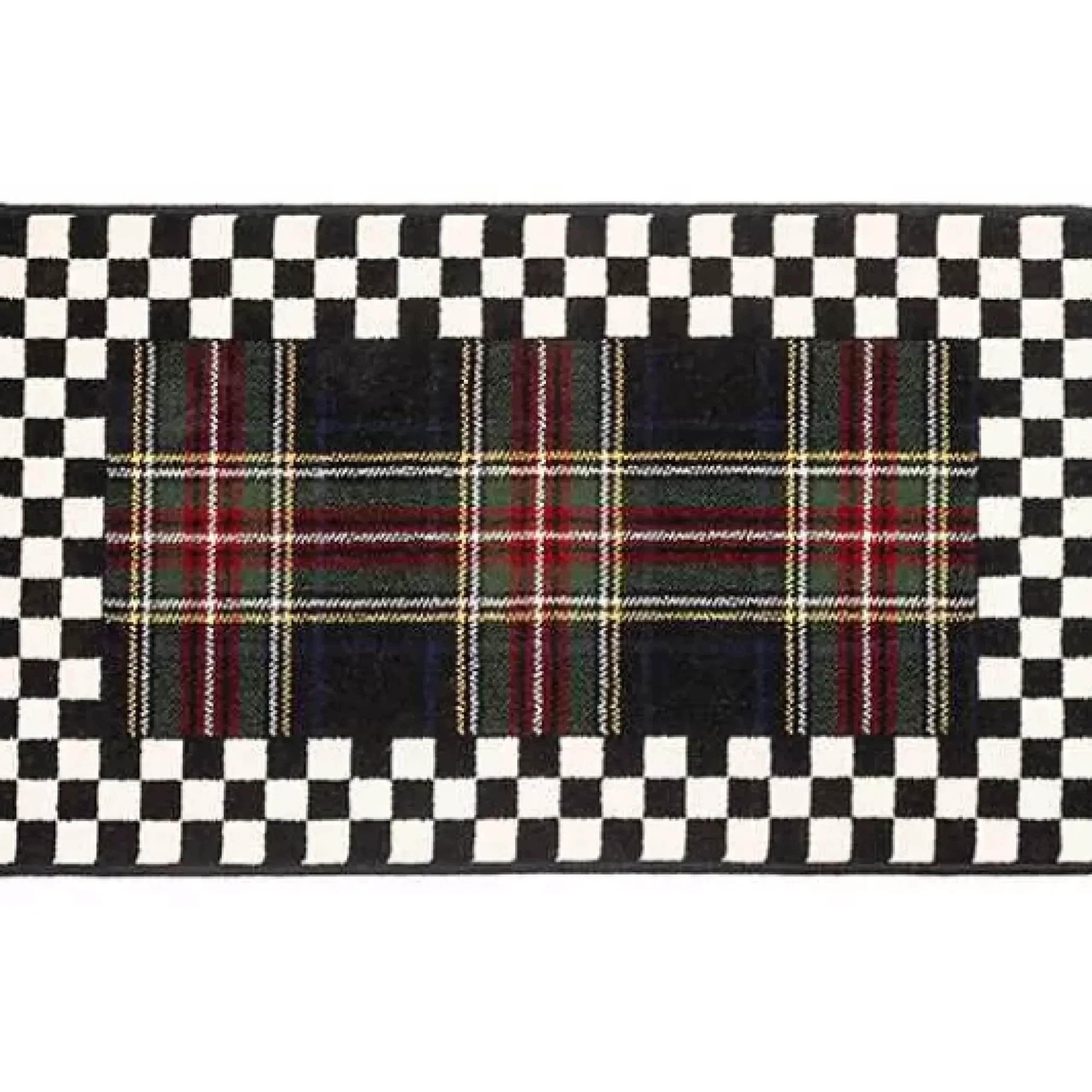 MacKenzie-Childs Black Stewart Tartan Rug - 2'3 x 3'9< Holiday|Rugs