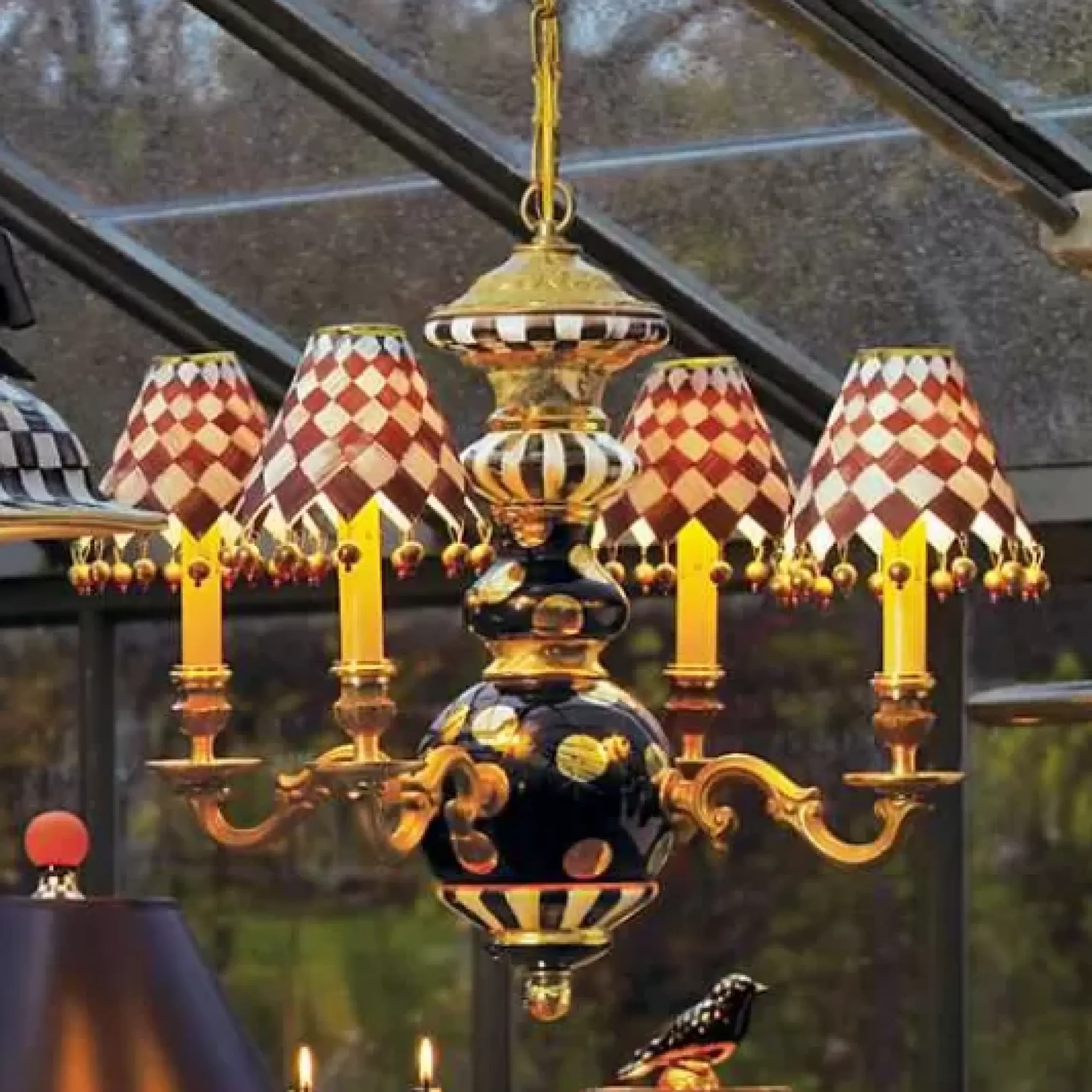 MacKenzie-Childs Black Tie Chandelier< Lighting