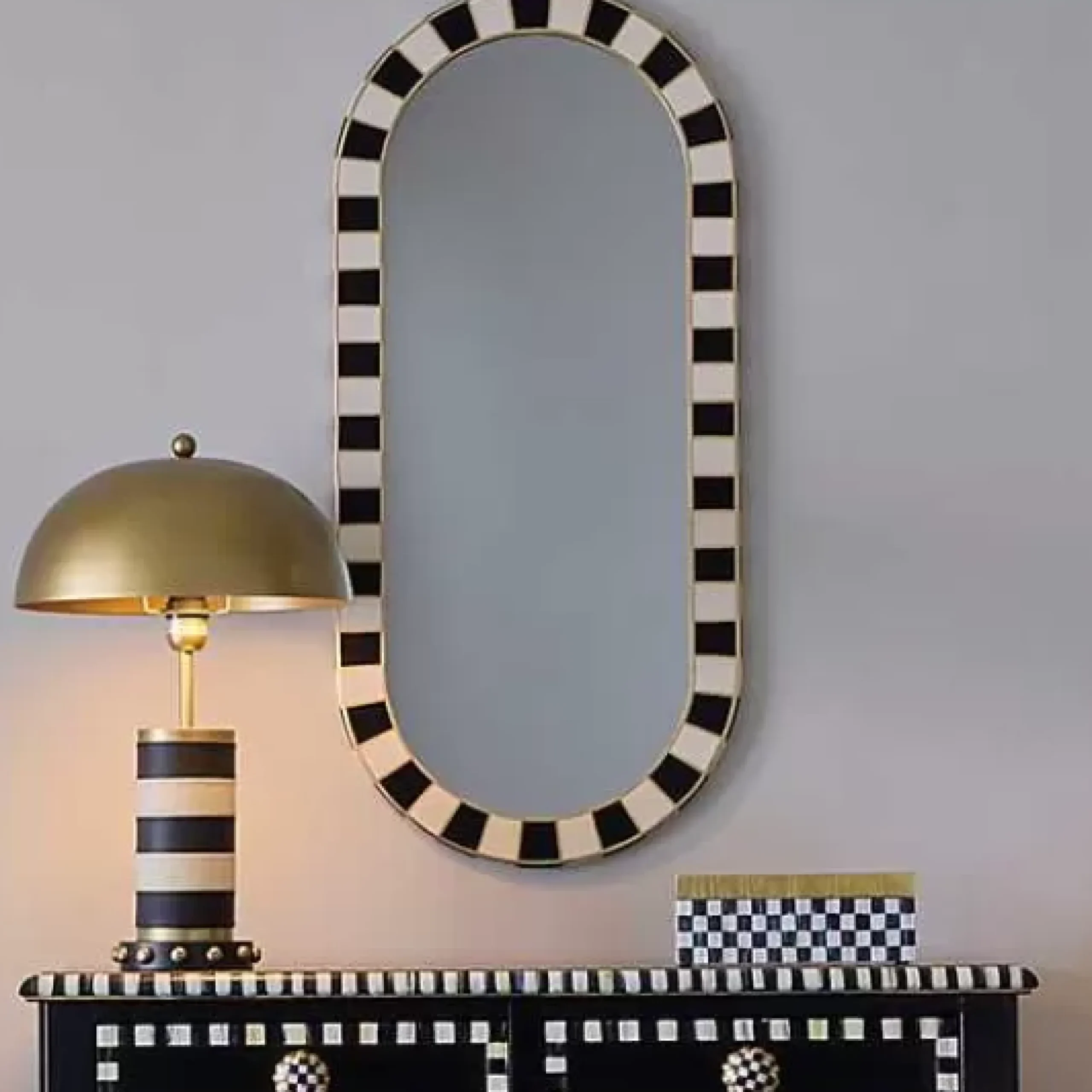 MacKenzie-Childs Black Tie Oval Wall Mirror< Room Accents