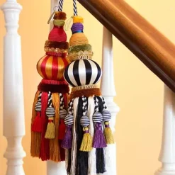 MacKenzie-Childs Black White Bibelot Tassel< Room Accents|Finishing Touches