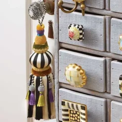 MacKenzie-Childs Black White Bibelot Tassel< Room Accents|Finishing Touches