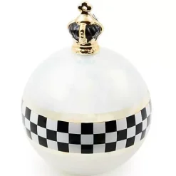 MacKenzie-Childs Black White Crown Jumbo Glass Ball Ornament< Holiday