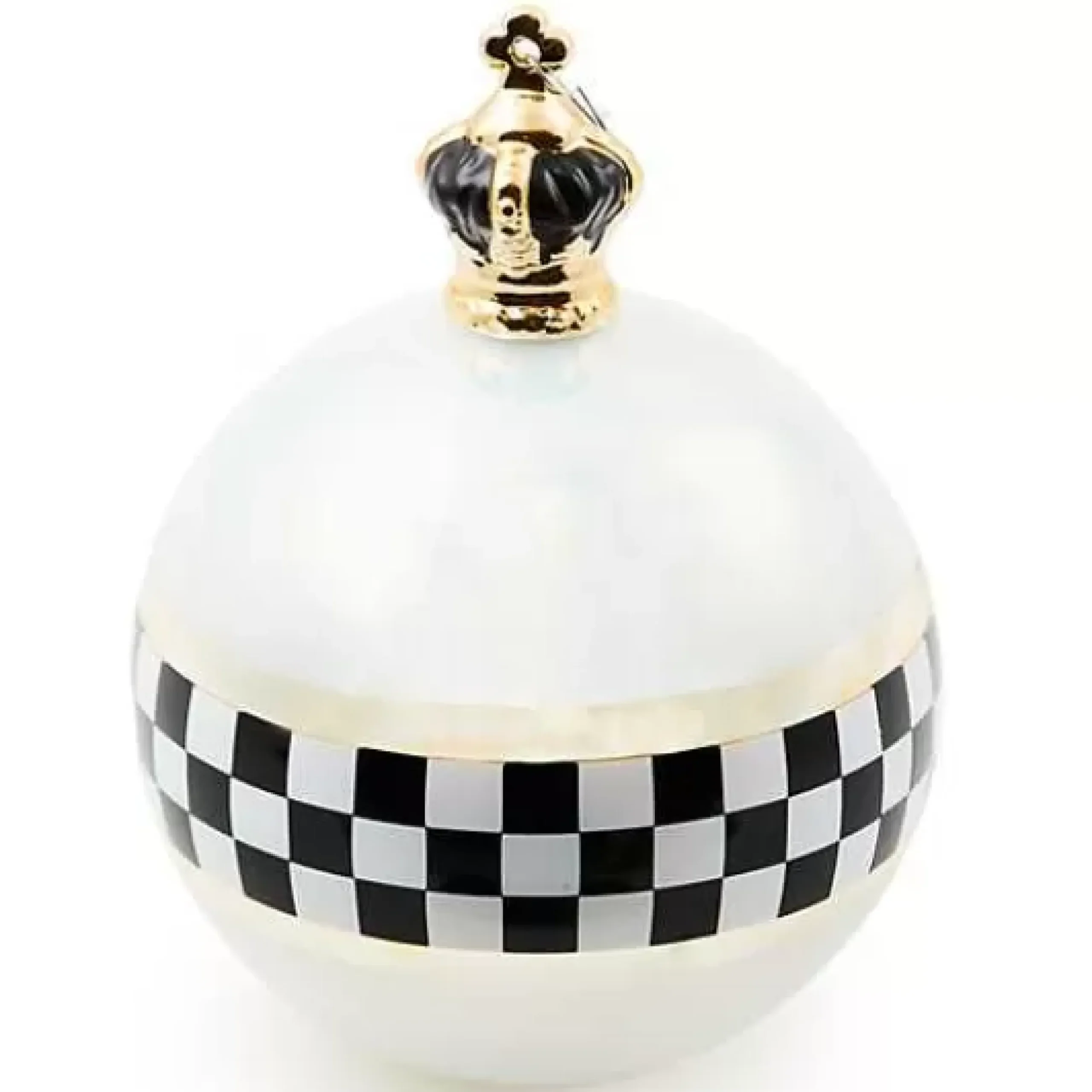 MacKenzie-Childs Black White Crown Jumbo Glass Ball Ornament< Holiday