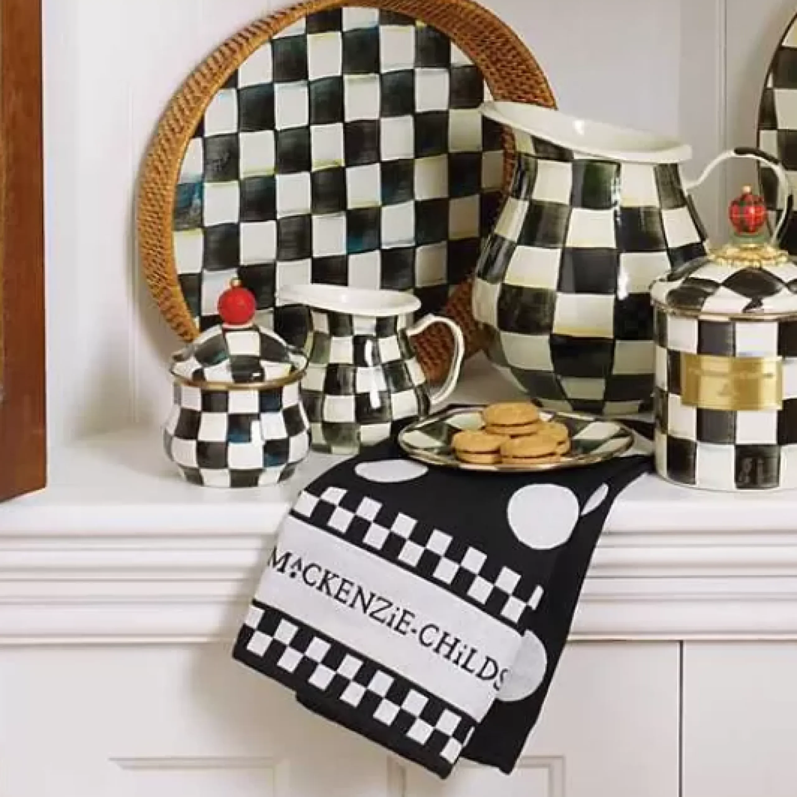 MacKenzie-Childs Black White Dot Dish Towels, Set of 3< Kitchen & Table Linens