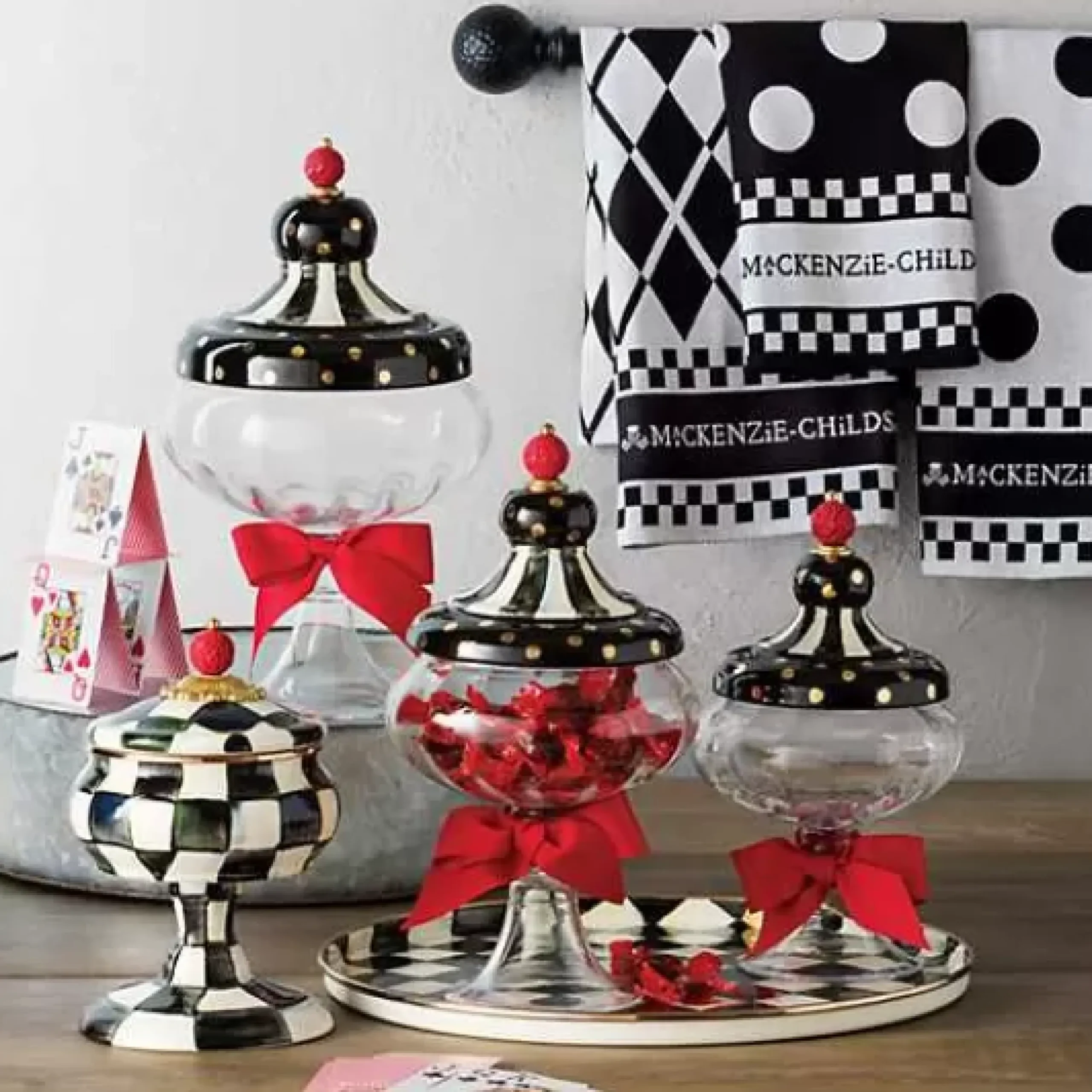 MacKenzie-Childs Black White Dot Dish Towels, Set of 3< Kitchen & Table Linens