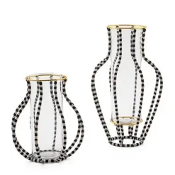 MacKenzie-Childs Black  White Greek Small Vase< Room Accents