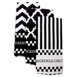 MacKenzie-Childs Black White Zig Zag Dish Towels, Set of 3< Kitchen & Table Linens