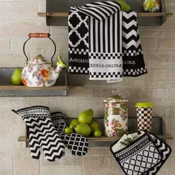 MacKenzie-Childs Black  White Zig Zag Dish Towels, Set of 3< Kitchen & Table Linens