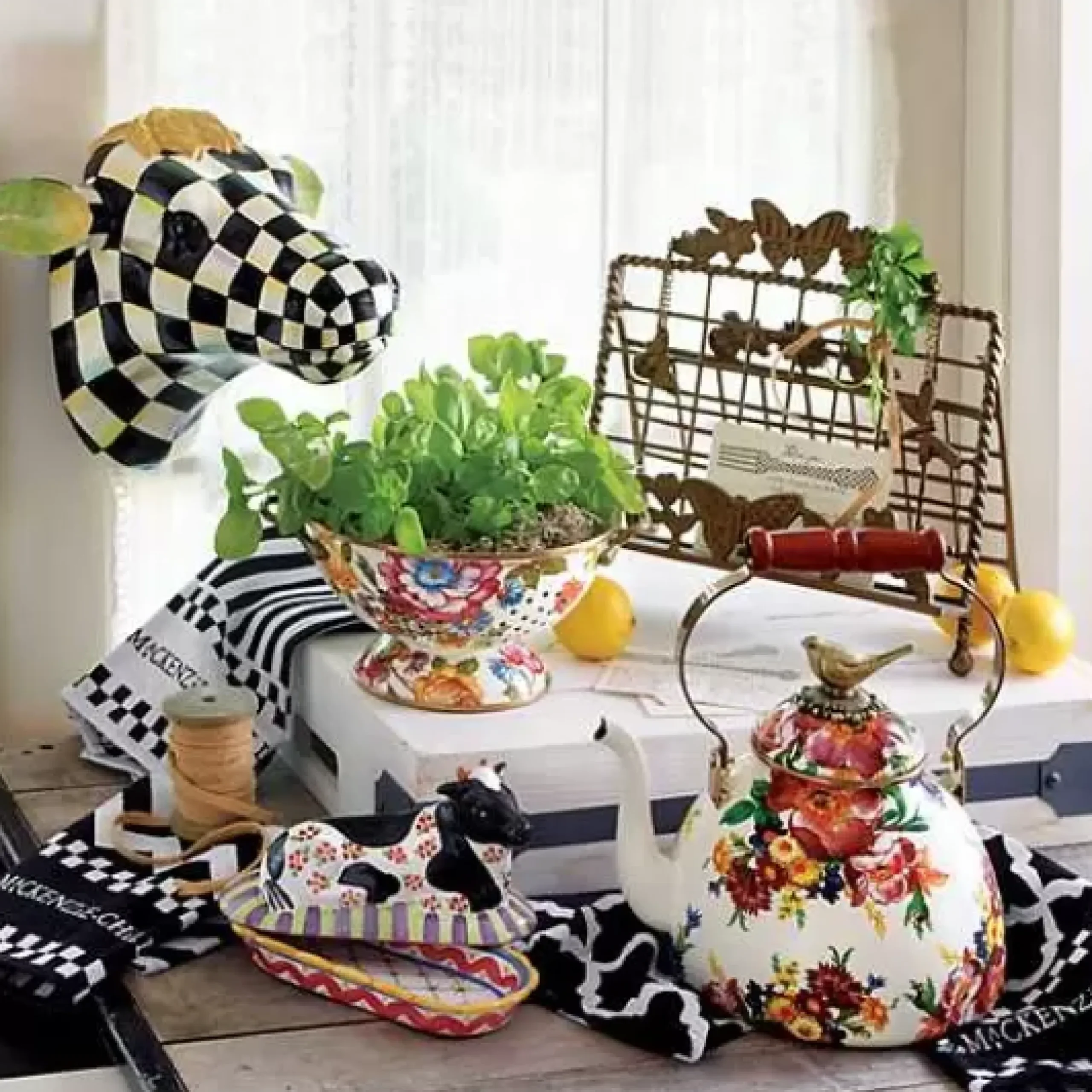 MacKenzie-Childs Black White Zig Zag Dish Towels, Set of 3< Kitchen & Table Linens