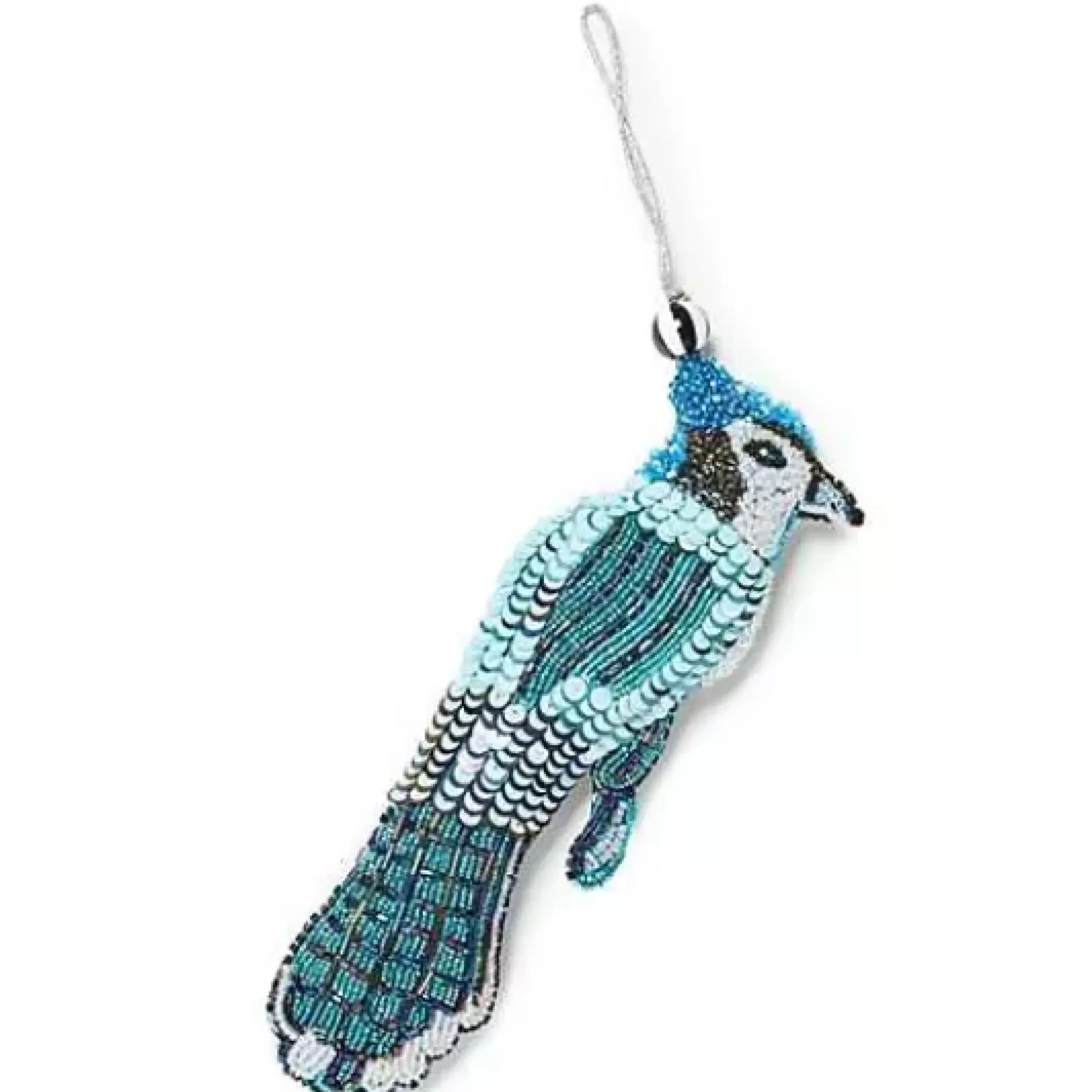 MacKenzie-Childs Blue Jay Bird Beaded Ornament< Holiday