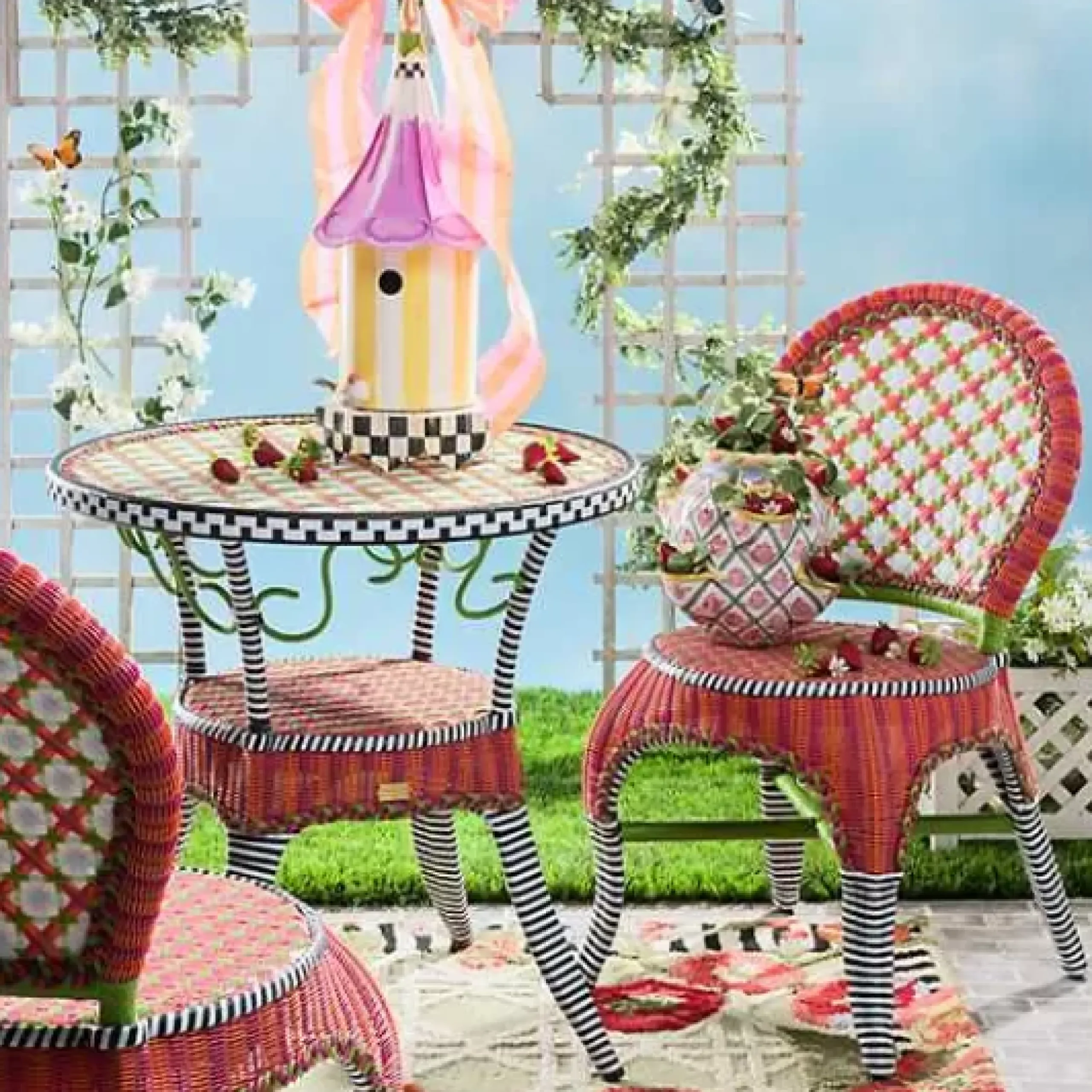 MacKenzie-Childs Breezy Poppy Outdoor Cafe Chair< Outdoor|Spring