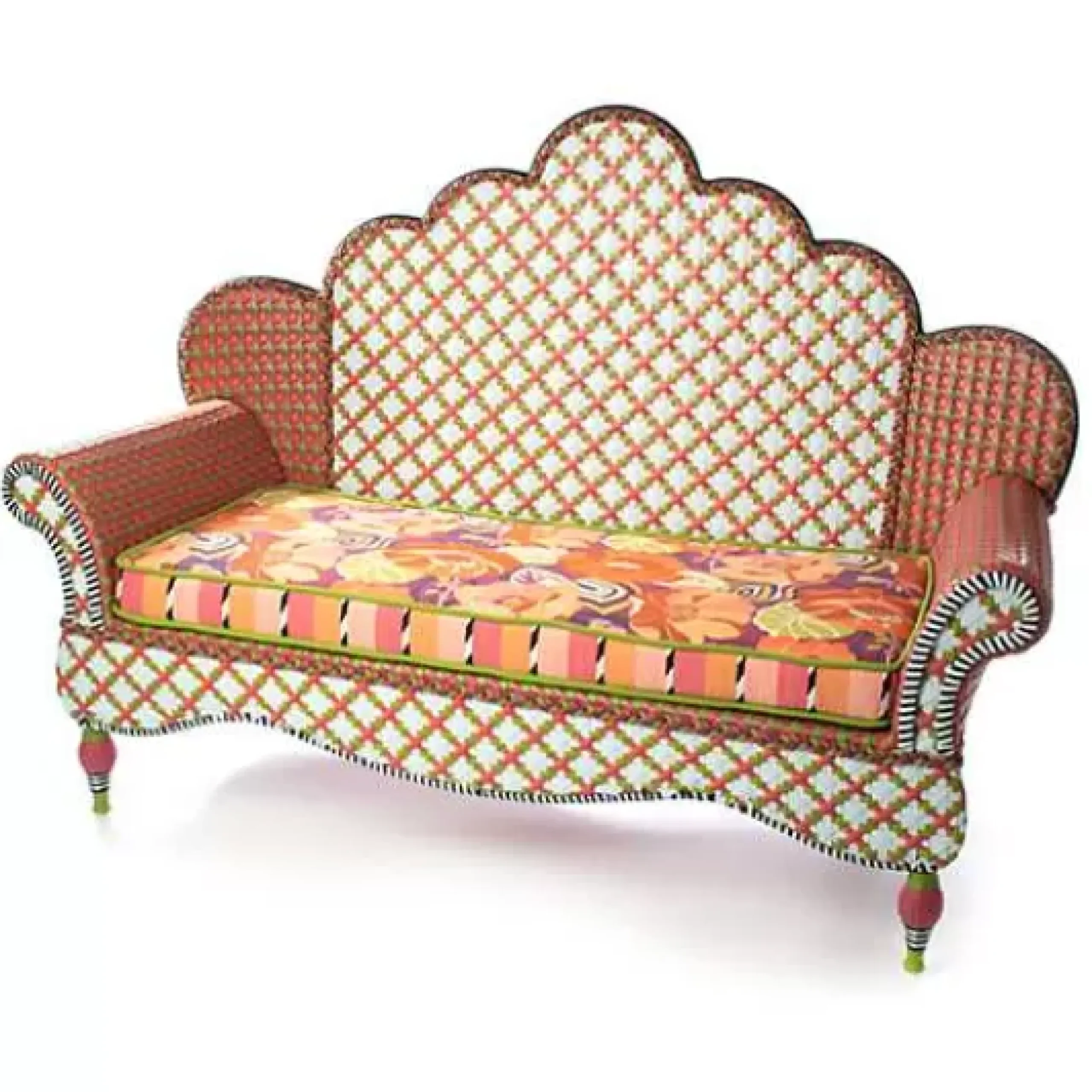MacKenzie-Childs Breezy Poppy Outdoor Loveseat< Outdoor|Spring