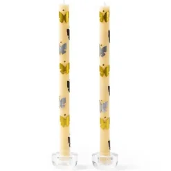 MacKenzie-Childs Butterfly Silver Gold Dinner Candles, Set of 2< Spring|Candles & Fragrances