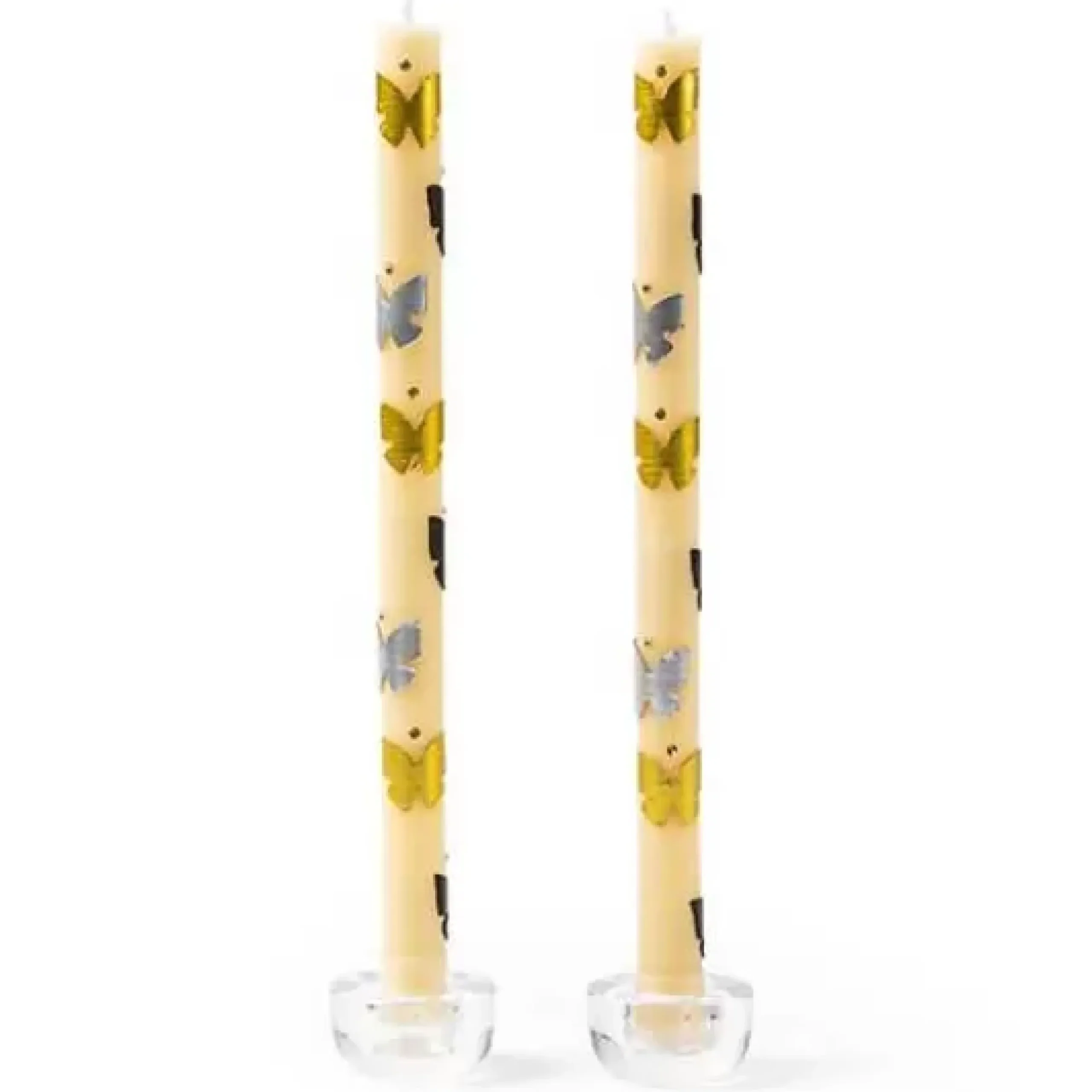 MacKenzie-Childs Butterfly Silver Gold Dinner Candles, Set of 2< Spring|Candles & Fragrances