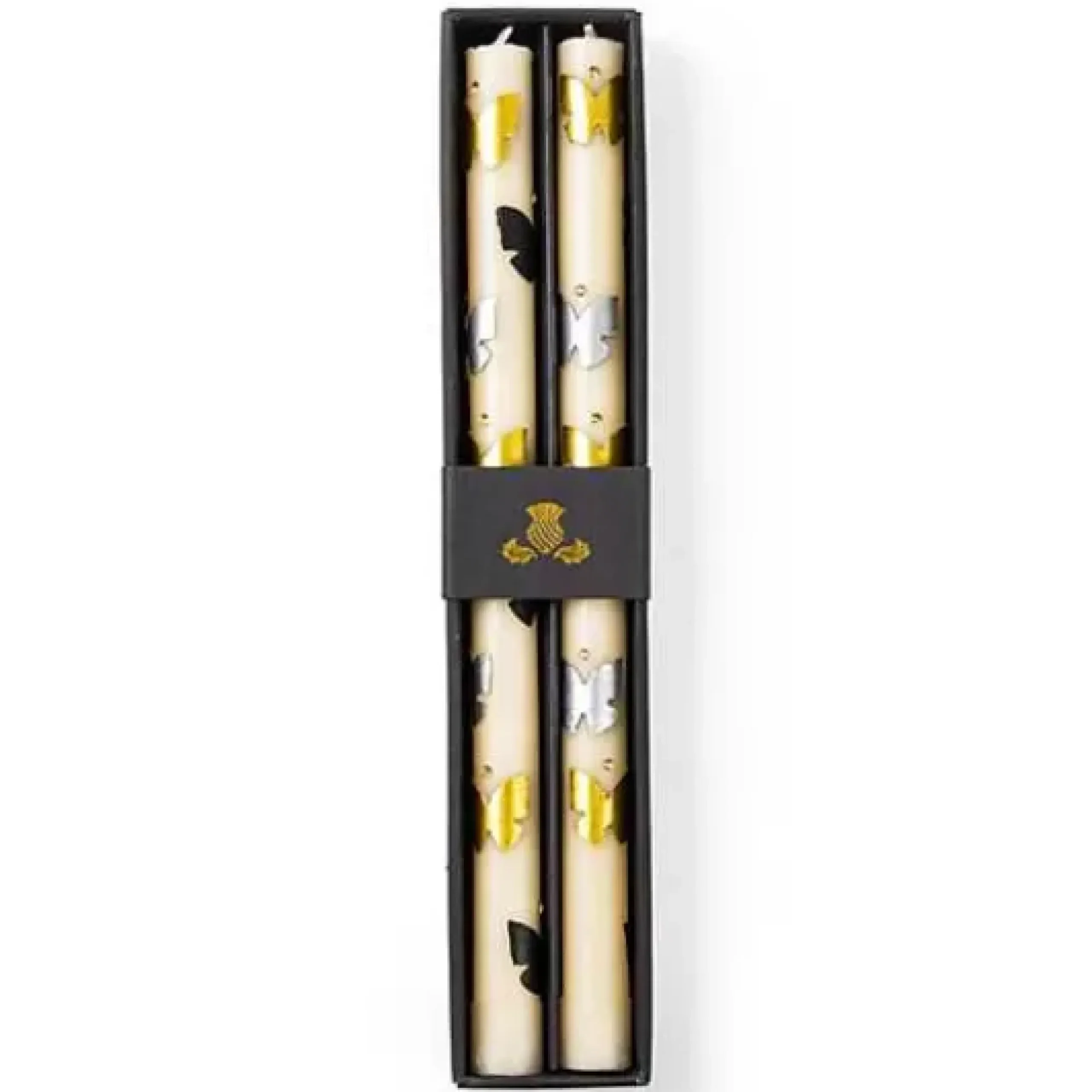 MacKenzie-Childs Butterfly Silver Gold Dinner Candles, Set of 2< Spring|Candles & Fragrances