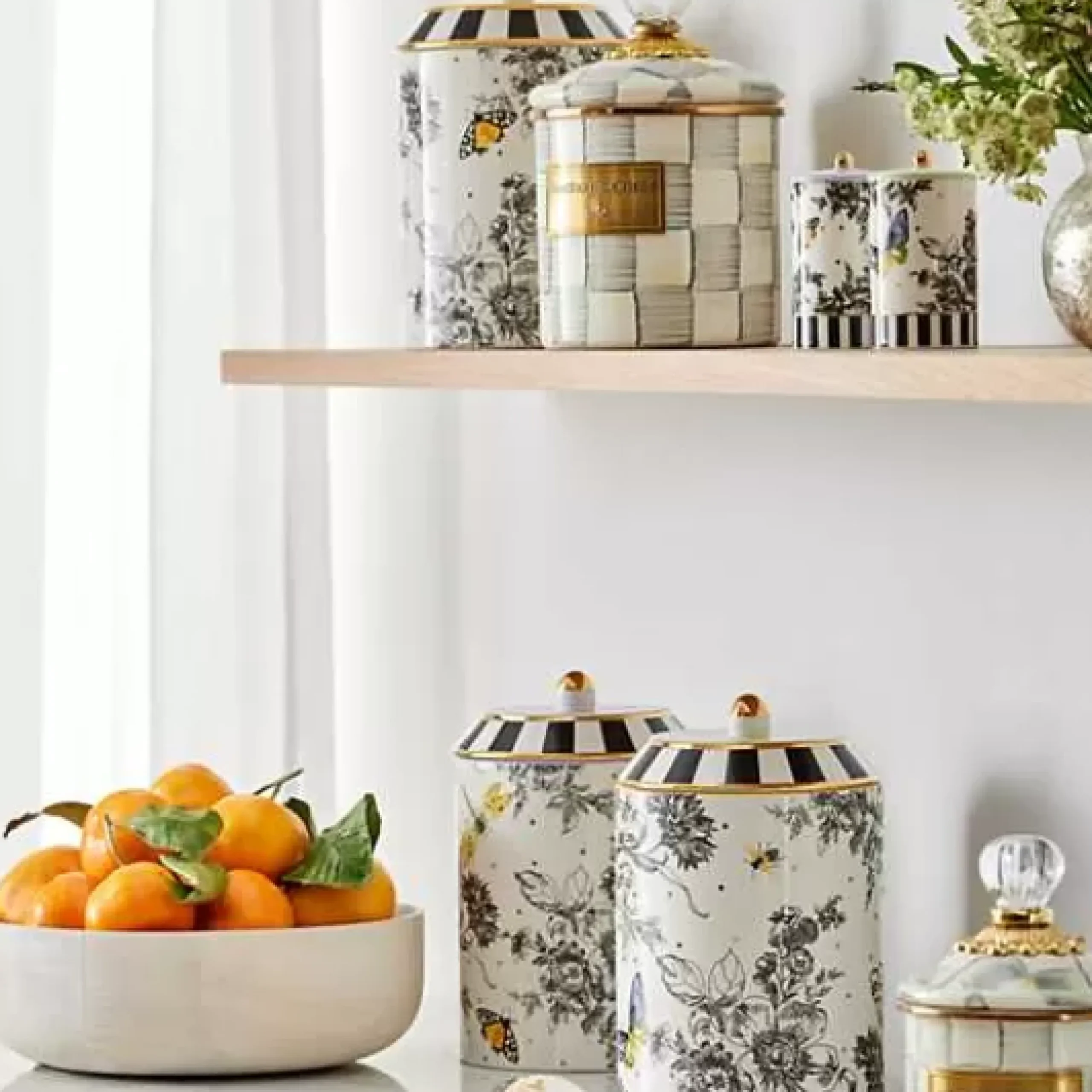 MacKenzie-Childs Butterfly Toile Canisters, Set of 3< Kitchen Storage & Organization