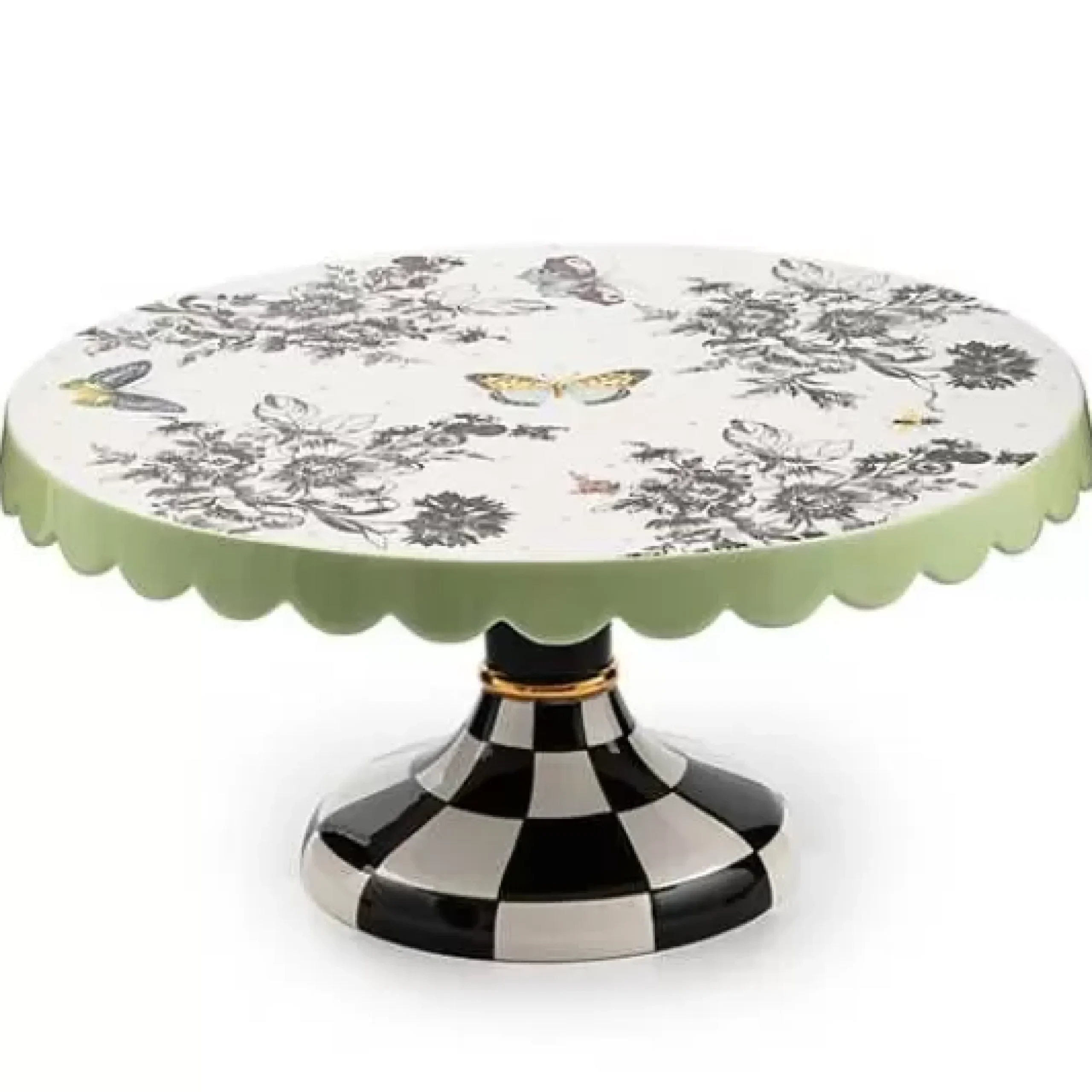 MacKenzie-Childs Butterfly Toile Large Pedestal Platter< Serveware